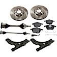 7-Piece Kit Front, Driver and Passenger Side Axle Assembly - New 7-Piece Kit FWD, Includes (2) Brake Disc, (1) Brake Pad Set, (2) Control Arm and (2) Axle Assembly