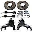 7-Piece Kit Front, Driver and Passenger Side Axle Assembly - New 7-Piece Kit 4WD, Includes (2) Brake Disc, (1) Brake Pad Set, (2) Control Arm and (2) Axle Assembly
