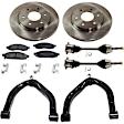 8-Piece Kit Front, Driver and Passenger Side Axle Assembly with Brake Discs, Brake Pad Set, and Control Arms, 4WD