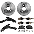 8-Piece Kit Front, Driver and Passenger Side Axle Assembly, Wheel Drive, Includes Brake Discs, Brake Pad Sets, and Control Arms