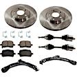 8-Piece Kit Front, Driver and Passenger Side Axle Assembly, Automatic Transmission, 5 Lug, FWD, includes Brake Discs, Brake Pad Sets, and Control Arms