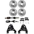 2000 Chevrolet S10 - 7-Piece Kit Front, Driver and Passenger Side Axle Assembly,  Without High Wider Package (ZR2), New, 4WD, 4.3L 6Cyl  Includes (2) Axle Assembly, (2) Brake Disc, (1) Brake Pad Set, and (2) Control Arm