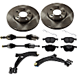 7-Piece Kit Front, Driver and Passenger Side Axle Assembly - New 7-Piece Kit, 2.0L, 4Cyl, Includes (2) Brake Disc, (1) Brake Pad Set, (2) Control Arm and (2) Axle Assembly