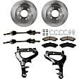 7-Piece Kit Front, Driver and Passenger Side, Lower Control Arm Kit, Includes (1) Brake Pad Set, (2) Control Arm, (2) Brake Disc and (2) Axle Assembly
