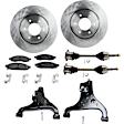 7-Piece Kit Front, Driver and Passenger Side, Lower Control Arm Kit, Includes (1) Brake Pad Set, (2) Control Arm, (2) Axle Assembly and (2) Brake Disc