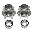 2-Wheel Set Front and Rear Wheel Hub, 5 Lugs, With Bearing, FWD, Includes (2) Wheel Hub and (2) Wheel Bearing