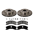 2-Wheel Set Front Brake Disc and Pad Kit, Plain Surface, 5 Lugs, Ceramic, Cast Iron, Pro-Line Series