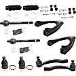 12-Piece Kit Front, Driver and Passenger Side, Upper Control Arm Kit, Includes (2) Control Arm, (2) Ball Joint, (2) Sway Bar Link, (4) Tie Rod End and (2) Steering Rack Boot