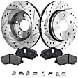 2017 Jeep Wrangler - 2-Wheel Set Front Brake Disc and Pad Kit, Cross-drilled and Slotted, 5 Lugs, 302 mm, Semi-metallic, 302mm Front Disc, Standard Brakes, For Braking System with 305mm Rear Disc Rotor, 3.6L 6Cyl, Includes (2) Disc and (1) Pad Set