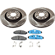 2-Wheel Set Front Brake Disc and Pad Kit, Plain Surface 5 Lugs 314.96 mm Ceramic Pro-Line Series, Includes (2) Brake Disc and (1) Brake Pad Set