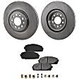 2-Wheel Set Front Brake Disc and Pad Kit, Plain Surface 5 Lugs 329.95 mm Ceramic Pro-Line Series, Includes (1) Brake Pad Set and (2) Brake Disc
