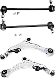 4-Piece Kit Front, Driver and Passenger Side, Lower Control Arm Kit, Includes (2) Control Arm and (2) Sway Bar Link