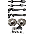 7-Piece Kit Front, Driver and Passenger Side Axle Assembly - New 7-Piece Kit, 2.5L, 4Cyl, Includes (2) Brake Disc, (1) Brake Pad Set, (2) Control Arm and (2) Axle Assembly