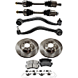 7-Piece Kit Front, Driver and Passenger Side Axle Assembly - New 7-Piece Kit, 3.0L, 6Cyl, Includes (2) Brake Disc, (1) Brake Pad Set, (2) Control Arm and (2) Axle Assembly