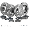 4-Wheel Set Front and Rear Brake Disc and Pad Kit, Plain Surface 5 Lugs Front-303.02 mm/Rear-292 mm Ceramic Pro-Line Series, Includes (2) Brake Pad Set and (4) Brake Disc