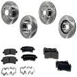 4-Wheel Set Front and Rear Brake Disc and Pad Kit, Plain Surface 5 Lugs Front-344.93 mm/Rear-292 mm Front-Ceramic/Rear-Organic Pro-Line Series, Includes (4) Disc and (2) Pad Set