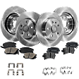 4-Wheel Set Front and Rear Brake Disc and Pad Kit, Plain Surface 5 Lugs Front-321.06 mm/Rear-314.96 mm Front-Ceramic/Rear-Organic Pro-Line Series, Includes (4) Brake Disc and (2) Brake Pad Set