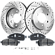 2-Wheel Set Front Brake Disc and Pad Kit, Cross-drilled and Slotted 6 Lugs 329.95 mm Ceramic Pro-Line Series, Includes (1) Brake Pad Set and (2) Brake Disc
