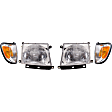 4-Piece Kit Driver and Passenger Side Halogen Headlight, With bulb(s), OE Replacement, Includes (2) Headlight and (2) Corner Light