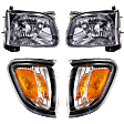 2003 Toyota Tacoma - 4-Piece Kit Driver and Passenger Side Halogen Headlight, With bulb(s), OE Replacement,  Includes (2) Corner Light and (2) Headlight