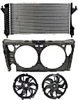 4-Piece Kit Driver and Passenger Side Radiator and A/C Condenser Fan, includes Radiator Support