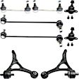 8-Piece Kit Front, Driver and Passenger Side, Lower Control Arm Kit, Includes (2) Ball Joint, (2) Control Arm, and (4) Sway Bar Link