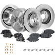 2014 Nissan Pathfinder S - 4-Wheel Set Front and Rear Brake Disc and Pad Kit, Plain Surface, 5 Lugs, Front-320.04 mm/Rear-308 mm, Ceramic, engdesig: QR25DER, Supercharged, FULL HYBRID EV-GAS (FHEV), Nissan Engine, 2.5L 4Cyl, Pro-Line Series  Includes (4) Disc and