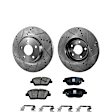 2-Wheel Set Front Brake Disc and Pad Kit, Cross-drilled and Slotted 300 mm Ceramic Pro-Line Series, Includes (2) Brake Disc and (1) Brake Pad Set