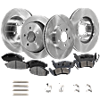 4-Wheel Set Front and Rear Brake Disc and Pad Kit, Plain Surface 5 Lugs Front-305.05 mm/Rear-294.89 mm Ceramic Pro-Line Series, Includes (2) Brake Pad Set and (4) Brake Disc