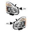 2011 Nissan Rogue - 4-Piece Kit Driver and Passenger Side HID/Xenon Headlight, With bulb(s), OE Replacement,  Includes (2) Headlight and (2) Headlight Bulb