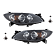 2008 Mazda 3 - 4-Piece Kit Driver and Passenger Side Halogen Headlight, With bulb(s), OE Replacement, Sedan, CAPA Certified  Includes (2) Headlight and (2) Headlight Bulb