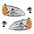 2001 Honda Civic - 4-Piece Kit Driver and Passenger Side Halogen Headlight, With bulb(s), OE Replacement, Coupe,  Includes (2) Headlight and (2) Headlight Bulb