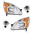 2003 Honda CR-V - 4-Piece Kit Driver and Passenger Side Halogen Headlight, With bulb(s), OE Replacement,  Includes (2) Headlight and (2) Headlight Bulb