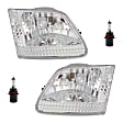 3-Piece Kit Driver and Passenger Side Halogen Headlight, With bulb(s), Clear Lens, Chrome Interior, Includes (1) Headlight and (2) Headlight Bulb