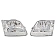 3-Piece Kit Driver and Passenger Side Halogen Headlight, With bulb(s), Clear Lens, Chrome Interior, Includes (1) Headlight and (2) Headlight Bulb