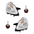 3-Piece Kit Driver and Passenger Side Halogen Headlight, With bulb(s), OE Replacement, Includes (1) Headlight and (2) Headlight Bulb