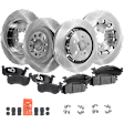 4-Wheel Set Front and Rear Brake Disc and Pad Kit, Plain Surface 5 Lugs Front-352.04 mm/Rear-329.95 mm Pro-Line Series, Includes (4) Disc and (2) Pad Set