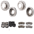 4-Wheel Set Front and Rear Brake Disc and Pad Kit, Cross-drilled and Slotted 6 Lugs Front-318.9 mm/Rear-311.91 mm Ceramic Pro-Line Series, Includes (2) Brake Pad Set and (4) Brake Disc