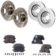 4-Wheel Set Front and Rear Brake Disc and Pad Kit, Plain Surface 5 Lugs Front-295.91 mm/Rear-288.04 mm Ceramic AWD, Includes (4) Disc and (2) Pad Set