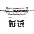 2005 Chevrolet Silverado 1500 HD - 5-Piece Kit Grille, Chrome Shell with Painted Gray Insert,  Includes (1) Grille, (2) Grille Trim, and (2) Headlight Bracket
