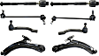 8-Piece Kit Front, Driver and Passenger Side, Lower Control Arm Kit, Includes (2) Control Arm, (2) Sway Bar Link, and (4) Tie Rod End