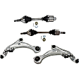 8-Piece Kit Front, Driver and Passenger Side Axle Assembly with Brake Discs, Brake Pad Set, and Control Arms, AWD