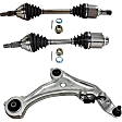 8-Piece Kit Front, Driver and Passenger Side Axle Assembly with Brake Discs, Brake Pad Set, and Control Arms, AWD