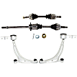 7-Piece Kit Front, Driver and Passenger Side Axle Assembly, New, 3.5L 6Cyl, Manual Transaxle, Includes (2) Axle Assembly, (2) Brake Disc, (1) Brake Pad Set, and (2) Control Arm