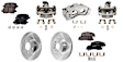 4-Wheel Set Front and Rear Brake Kit With Calipers, Plain Surface, 5 Lugs, Ceramic Pad Material, Includes (4) Caliper, (4) Disc, and (2) Pad Set