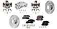 4-Wheel Set Front and Rear Brake Kit With Calipers, Plain Surface, 5 Lugs, Ceramic Pad Material, Includes (4) Caliper, (4) Disc, and (2) Pad Set