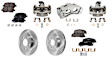 4-Wheel Set Front and Rear Brake Kit With Calipers, Plain Surface, 5 Lugs, Ceramic Pad Material, Includes (4) Caliper, (4) Disc, and (2) Pad Set