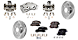 4-Wheel Set Front and Rear Brake Kit With Calipers, Plain Surface, 5 Lugs, Ceramic Pad Material, Includes (4) Caliper, (4) Disc, and (2) Pad Set