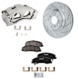 2-Wheel Set Front Brake Kit With Calipers, Cross-drilled and Slotted 5 Lugs 323 mm Ceramic FWD, Includes (2) Caliper, (2) Disc, and (1) Pad Set