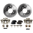 2-Wheel Set Rear Brake Kit With Calipers, Cross-drilled and Slotted 5 Lugs 262 mm Ceramic, Includes (2) Brake Caliper, (2) Brake Disc and (1) Brake Pad Set